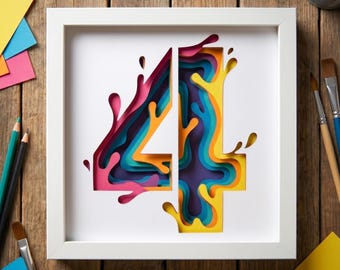 Number 4 SVG, 4th Birthday Shadow Box