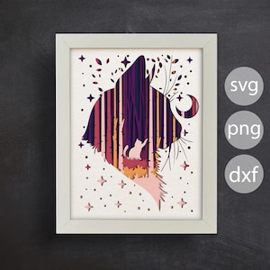 Svg chat 3D, Svg Shadow Box, Fichiers papier découpé, Projets 3D Cricut, Fichiers découpés au laser, Svg multicouches, Calques colorés, Svg léger