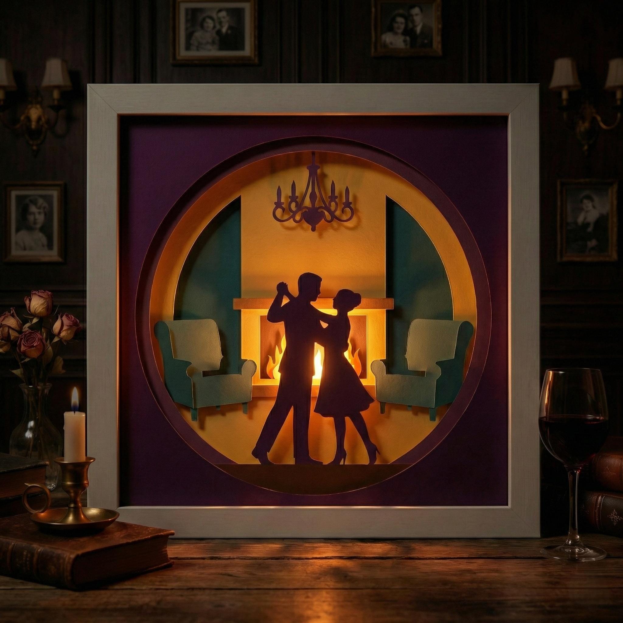 Couple Dance Shadow Box SVG | Couple Dancing 3D Papercut | Romantic ...