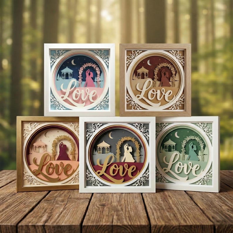 3D Wedding Shadow Box SVG | Love Couple Gazebo Papercut | Romantic ...