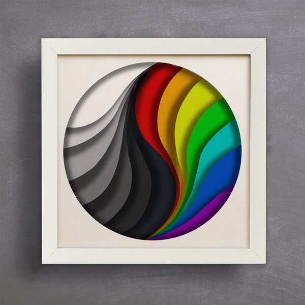 3d Yin Yang, Shadow Box SVG, Papercut Template, Files for cricut, for Silhouette, CNC cutting, Svg, Dxf, Eps, Png Formats