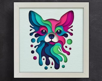 Chihuahua 3D Layered SVG For Cardstock / 3D Dog Shadow Box / Pop Art / Pet Memorial Box/ For Cricut/ For Silhouette