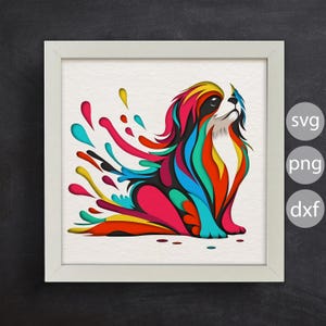 Hund 3D SVG / Schatten Box Vorlagen / Japanischer Chin Hund 3D Plotter / Hund mit mehreren Ebenen / Papercraft Design für Cricut und Silhouette / Einfach zu bedienen