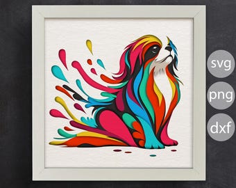 3d Dog Svg / Shadow Box Templates / Japanese Chin Dog 3D Svg / Multilayered Dog / Papercraft Design for Cricut and Silhouette  / Easy to use