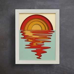 Sunset 3d Layered SVG / Sunset Multilayer / Sunset Shadow Box / Sunrise 3d Papercraft / Svg File For Cricut