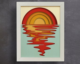 Sunset 3d Layered SVG / Sunset Multilayer / Sunset Shadow Box / Sunrise 3d Papercraft / Svg File For Cricut