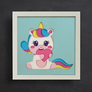 3d Unicorn, Shadow Box Svg, 3d Paper cut, Files for cricut, for Silhouette, CNC cutting, Svg, Dxf, Eps, Png Formats