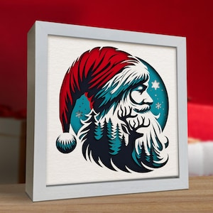 Babbo Natale 3D, Shadow Box Svg, Livelli di Natale 3D, Modello di carta tagliata, Per Cricut, Silhouette, Laser, CNC, Facile da usare