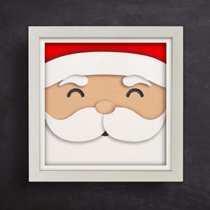 3D Santa Face, Christmas Shadow Box Svg, papier gesneden sjabloon, voor Cricut, silhouet, laser, CNC, gebruiksvriendelijk