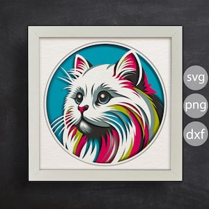 3d Cute Cat, Shadow Box Templates, SVG For Cardstock / 3D Cat Shadow Box / 3d Boho Svg / Pet Memorial Box/ For Cricut/ For Silhouette