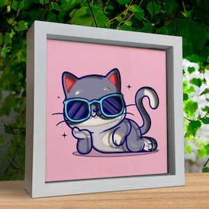 3D chat Svg, Shadow Box Svg, papier découpé, Cool chat Svg, fichiers pour cricut, pour les formats Silhouette, Svg, Dxf, Eps, Png