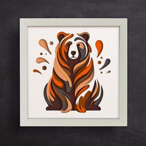 Ours 3D, modèles de boîte d'ombre, SVG pour papier cartonné / Art en couches de papier / Animaux colorés 3D / Pour Cricut / Pour Silhouette