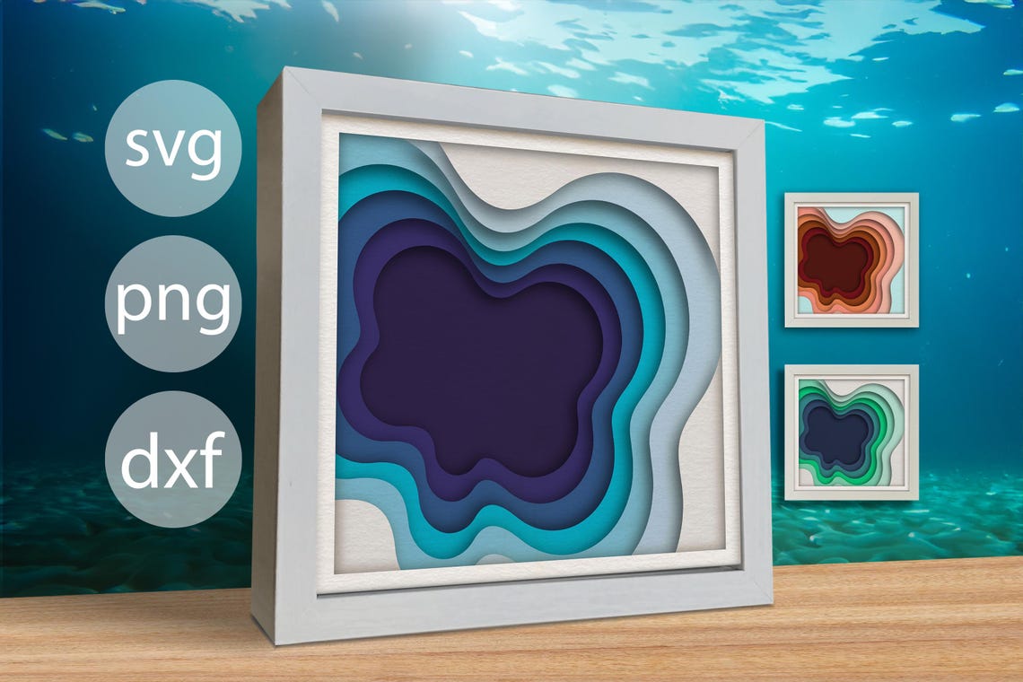 3d Depth, Shadow Box Svg, 3d Abstract Layer, Multilayer Paper Cut ...