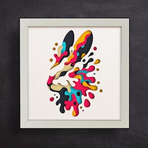 Lapin 3D, modèles de boîte d'ombre, SVG pour papier cartonné / boîte d'ombre de Pâques 3D / animaux colorés 3D / pour Cricut / pour Silhouette