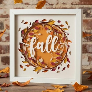 3d Fall Svg Shadow Box, for cricut, for Silhouette, CNC cutting, Svg, Dxf, Eps, Png Formats
