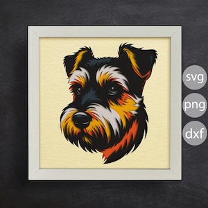 Caixa de Sombras 3d para Cachorro, Raça de Cachorro Schnauzer, Papercut, Arquivos para cricut, para Silhouette, Svg, Dxf, Eps, Formatos Png