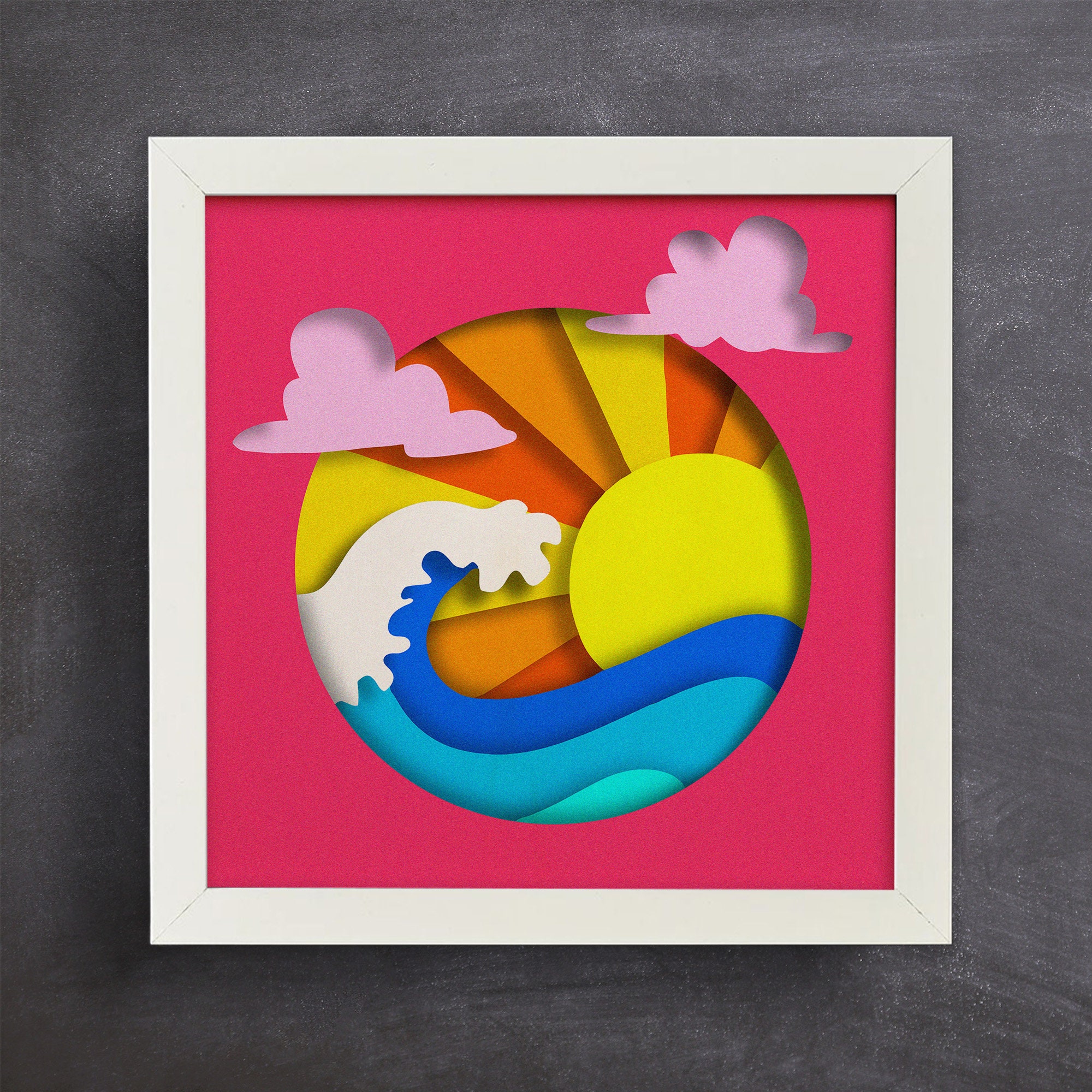 3d Wave Svg, 3d Sunshine Svg, Shadow Box Svg, Paper Cut Svg, Files for ...