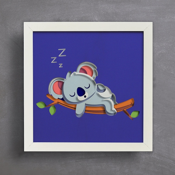 3d Koala Shadow Box Svg, Paper Cut Files, for cricut, for Silhouette, Light Box Svg, CNC cutting, Svg, Dwg, Dxf, Ai, Eps, Pdf, Png Formats