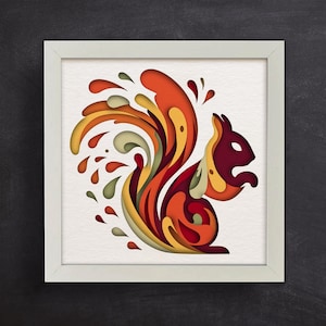 Écureuil 3D, modèles de boîte d'ombre, SVG pour papier cartonné / boîte d'ombre d'écureuil 3D / animaux colorés 3D / pour Cricut / pour la silhouette