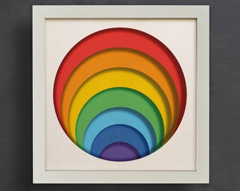 Rainbow Shadow Box SVG, 3D Layered Paper Cut File