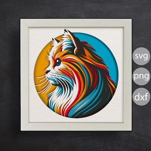 3d Cute Cat, Shadow Box Templates, SVG For Cardstock / 3D Cat Shadow Box / 3d Boho Svg / Pet Memorial Box/ For Cricut/ For Silhouette