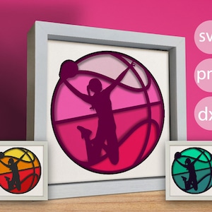 Basketeuse 3D, modèles Shadow Box, fichiers pour cricut, pour silhouette, découpe CNC, facile à utiliser