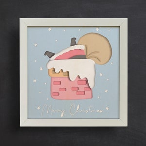 3D Weihnachtsmann im Schornstein svg - Weihnachtsmann svg - WEIHNACHTEN svg - WEIHNACHTEN shadow box svg - für Cricut - für Silhouette