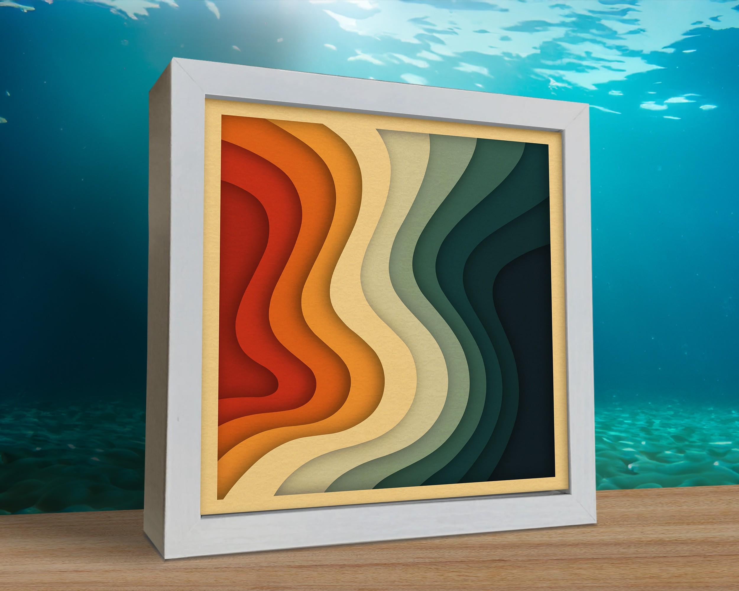 Abstract Layered Waves Shadow Box SVG – 3D Paper Cut File for Cricut ...