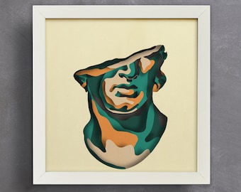 3d David Shadow Box SVG, pliki dla Cricut, dla Silhouette, cięcie CNC, formaty SVG, DXF, Eps, PNG