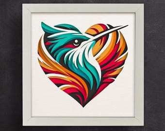 Hummingbird SVG Shadow Box Template, Flowers Bird 3D SVG Shadowbox, Layered Cardstock Paper Cut for Cricut for Silhouette, Easy to Use