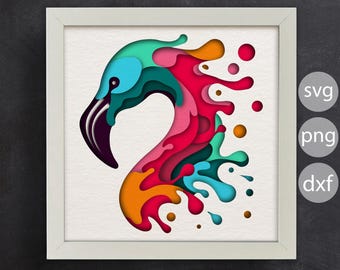 Layered Flamingo SVG, Shadow Box Template, Bird 3D SVG Shadowbox, Layered Cardstock, Paper Cut for Cricut for Silhouette / Easy to use