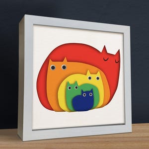 3d Cute Cats, Shadow Box Templates, SVG For Cardstock / 3D Cat Shadow Box / 3d Boho Svg / Pet Memorial Box/ For Cricut/ For Silhouette