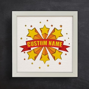 Nom personnalisé 3D Shadow Box, étoile Svg 3D, fichiers pour Cricut et Silhouette, Art en couches de papier