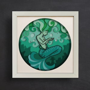 3d Mermaid Svg, Shadow Box, Paper Cut, Light Box, Files for cricut, for Silhouette, Laser Cut Files, Svg, Dxf, Eps, Png Formats
