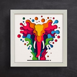 3D-olifant, Shadow Box-sjablonen, meerlaagse Svg-bestanden, SVG voor karton / 3D-kleurrijke kunst / voor Cricut / voor silhouet