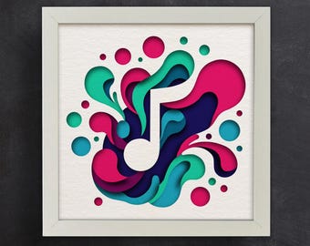 Music Note Shadow Box Svg ,music Note SVG ,music Note 3D Svg ,music ...