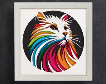 Cat 3D Layered SVG For Cardstock / 3D Cat Shadow Box / Pop Art / Pet Memorial Box/ For Cricut/ For Silhouette