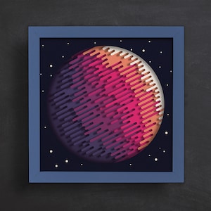 3D-planeet en ruimte, Shadow Box Svg, papier gesneden bestanden, voor Cricut, voor silhouet, gelaagde sjabloon