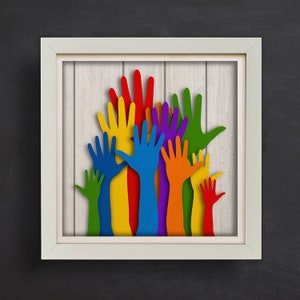 Illustrazione della mano 3D Svg, Shadow Box Svg, File di taglio della carta, Progetto Cricut 3D, Silhouette Cameo Svg