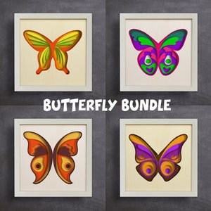 3D Schmetterling Shadow Box Bundle, 3D svg Bundle, Multilayer Papierschnitt, Cricut-Dateien, für Silhouette, Cnc-Dateien svg