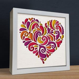 Caja de sombras con forma de corazón de vidrio 3D Svg, caja de sombras para el día de San Valentín, para Cricut, para Silhouette, fácil de usar