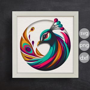 3d Peacock, Shadow Box Templates, 3D Bird Shadow Box / SVG For Cardstock /  For Cricut/ For Silhouette
