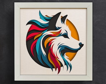 Layered Wolf Shadow Box SVG - 3D Wolf Design for Crafting, Home Decor ...