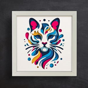 3d Cute Cat, Shadow Box Templates, SVG For Cardstock / 3D Cat Shadow Box / 3d Boho Svg / Pet Memorial Box/ For Cricut/ For Silhouette