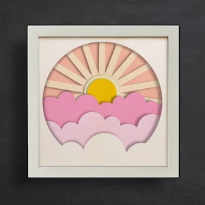 Warstwowy wschód słońca Svg, Pole cienia, Krajobraz 3D, Widok 3D, Karton Svg, Do Cricut, Do sylwetki, Łatwy w użyciu