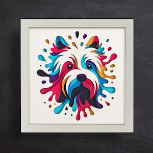 3d Westie Dog Svg / Colorful Dog 3D / Shadow Box SVG / Multilayered Dog / Papercraft for Cricut and Silhouette / Easy to use