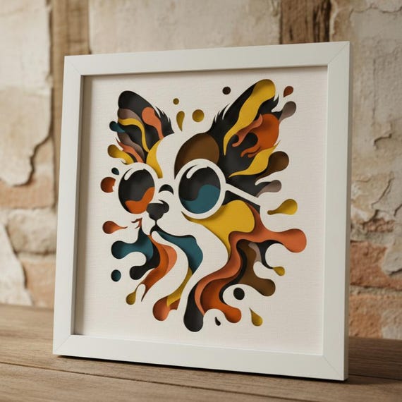 Chihuahua 3D Layered SVG For Cardstock / 3D Dog Shadow Box / Pop Art / Pet Memorial Box/ For Cricut/ For Silhouette