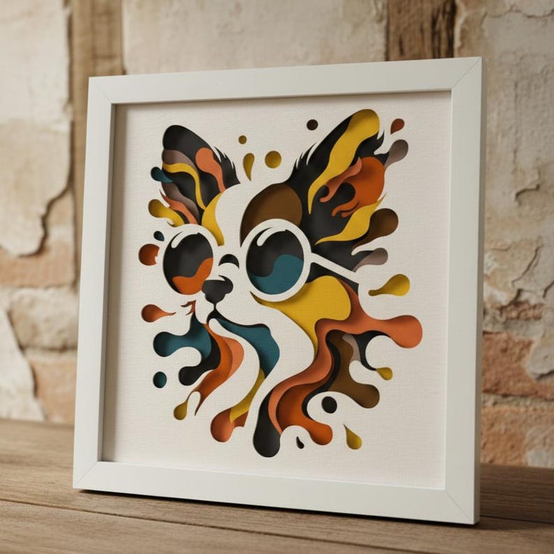 Chihuahua 3D Layered SVG For Cardstock / 3D Dog Shadow Box / Pop Art / Pet Memorial Box/ For Cricut/ For Silhouette image 1
