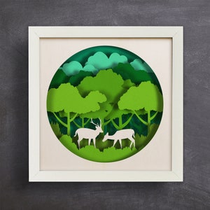 3d Nature Landscape Shadow Box, Paper Cut, Layered Cut Files,  Shadow Box SVG ,For Cricut, Light box