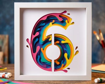 Number 6 SVG, 3th Birthday Shadow Box